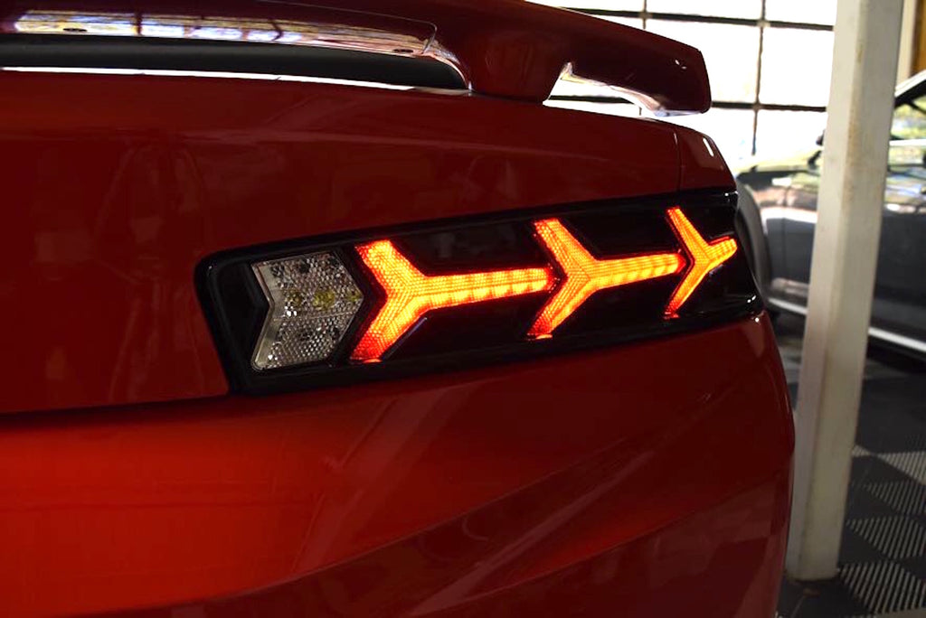 XB LED Tail Lights: Chevrolet Camaro (16-18) (Pair / Lambo / Smoked) Morimoto