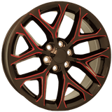 26X10 RP032 781 SNOWFLAKE REPLICA 31 6X139 78.1 GLOSS BLACK RED MILLED