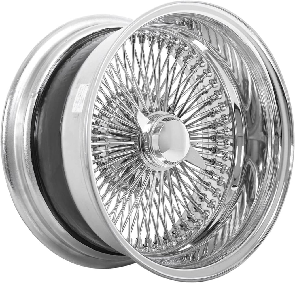 Set Of 4 WIRE WHEELS 14X7 REVERSE CHROME 100 SPOKE