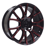 22X10 RP037 HELLCAT HC-16 REPLICA 5X115 +18 71.5 GLOSS BLACK RED MILLED