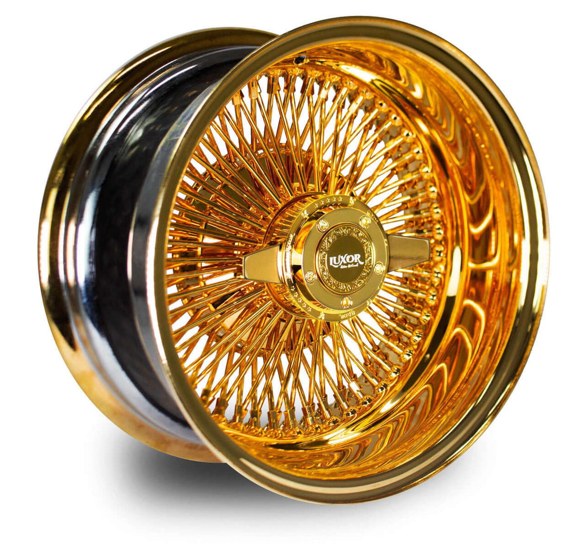 Luxor 14x7 100 Spoke Gold Wheels - Set of 4