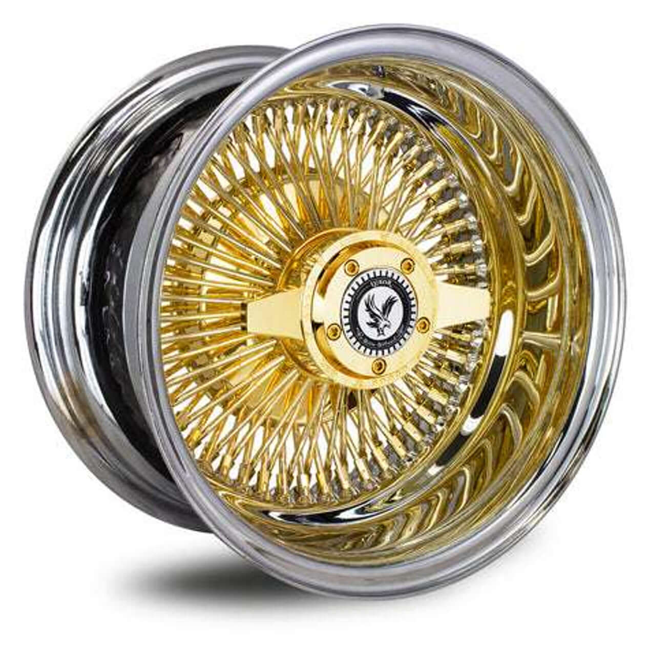 LUXOR 13X7 REV 100 SPOKE STRAIGHT LACE GOLD CENTER -Set of 4