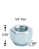 SUPER SHORT OPEN END LUG NUTS 1/2" 3/4HEX 0.55L