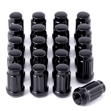 Load image into Gallery viewer, BLACK SPLINE ACORN LUG NUTS 12X1.5 CLOSED (KEY OVER)6 SPLINE