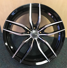 Load image into Gallery viewer, Glossy black and machined face alloy wheel with five split spokes, ideal for car customization from Tires On Wheel.