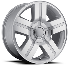Sleek silver alloy wheel with bold five-spoke design, perfect for vehicle enhancement from Tires On Wheel.