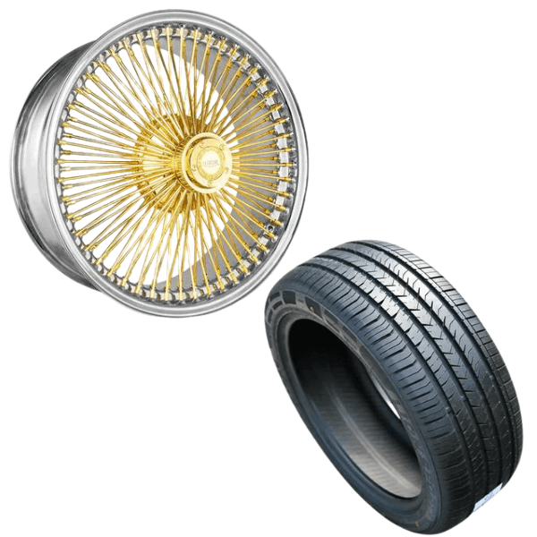 LUXOR 18X8 STD 100 SOPKE STRAIGHT LACE GOLD + 215/35R18 LION SPORT TIRE SET OF 4