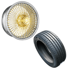 Load image into Gallery viewer, LUXOR 18X8 STD 100 SOPKE STRAIGHT LACE GOLD + 215/35R18 LION SPORT TIRE SET OF 4