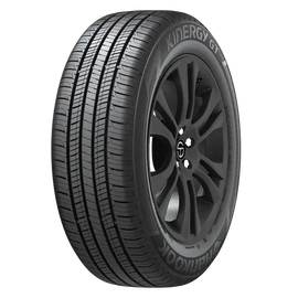 Hankook Kinergy GT tire with black alloy wheel, showcasing modern design and tread pattern