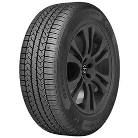 General Tire mounted on a black alloy wheel with detailed tread pattern