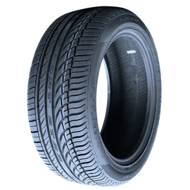 Close-up view of a black tire with detailed tread pattern and sidewall markings